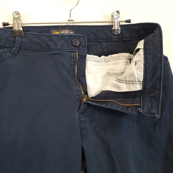 Lee Chino Pants Relax Fit Straight Leg Women 12 Mid Rise Blue Workwear Uniform - Picture 11 of 12